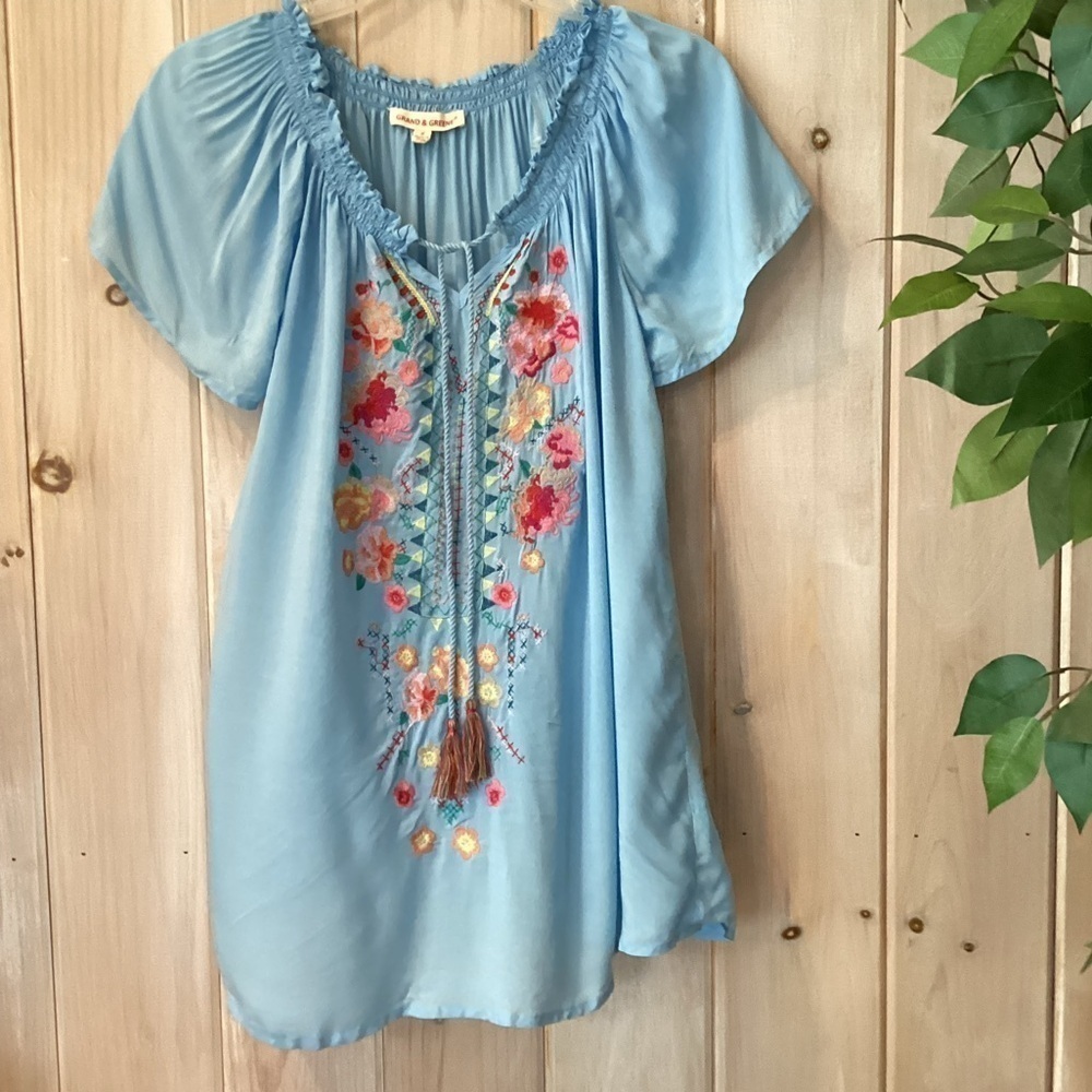 Grand & Greene embroidered peasant top